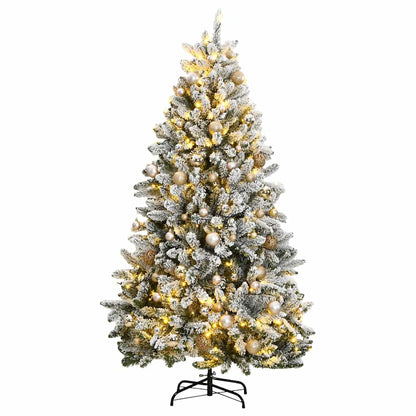 Vidaxl Árbol De Navidad Artificial Con Bisagras 300 Led Y Bolas 180 Cm_0