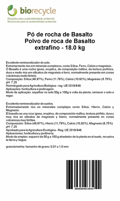 Polvo De Roca De Basalto Extrafino - 18.0 Kg_1