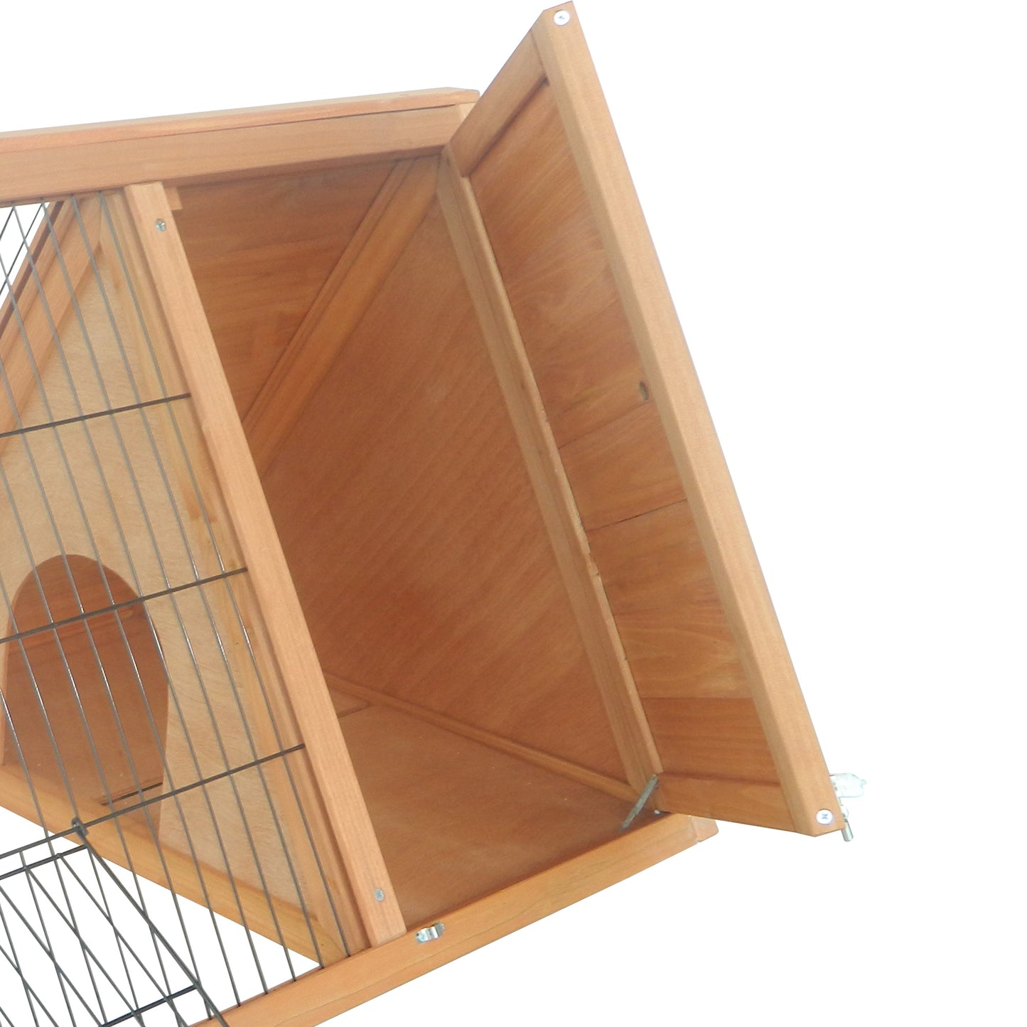Pawhut Conejera De Madera 116x62,2x52,5 Cm En Forma De Triangular Madera Natural_3