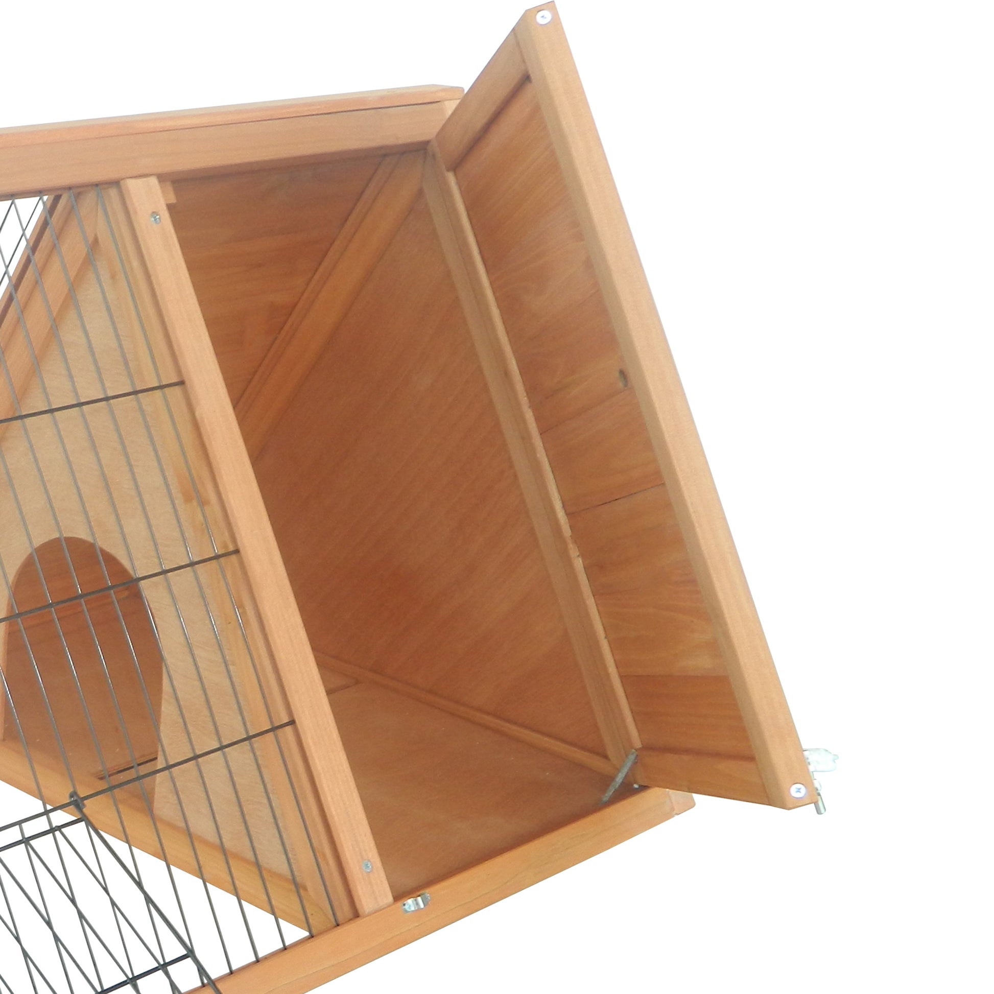 Pawhut Conejera De Madera 116x62,2x52,5 Cm En Forma De Triangular Madera Natural_3