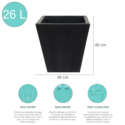 Macetero De Polietileno Por Rotomoldeo Color Antracita 40x40 Cm_1