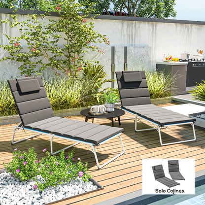 Outsunny Pack 2 Cojines Para Tumbonas Plegables 203x66x3 Cm Con Reposacabezas_1