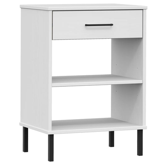 Armario Consola Patas De Metal Madera Maciza Pino Blanco Oslo_0