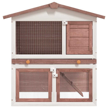 Vidaxl Jaula Conejera Con 3 Puertas Madera Marrón_1