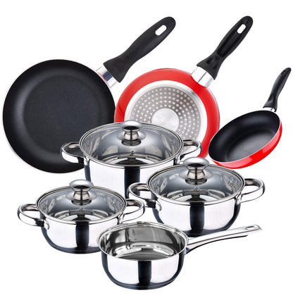 Batería De Cocina 7 Piezas San Ignacio En Acero Inoxidable + Juego De 3 Sartenes 16/20/24 Cm San Ignacio_0