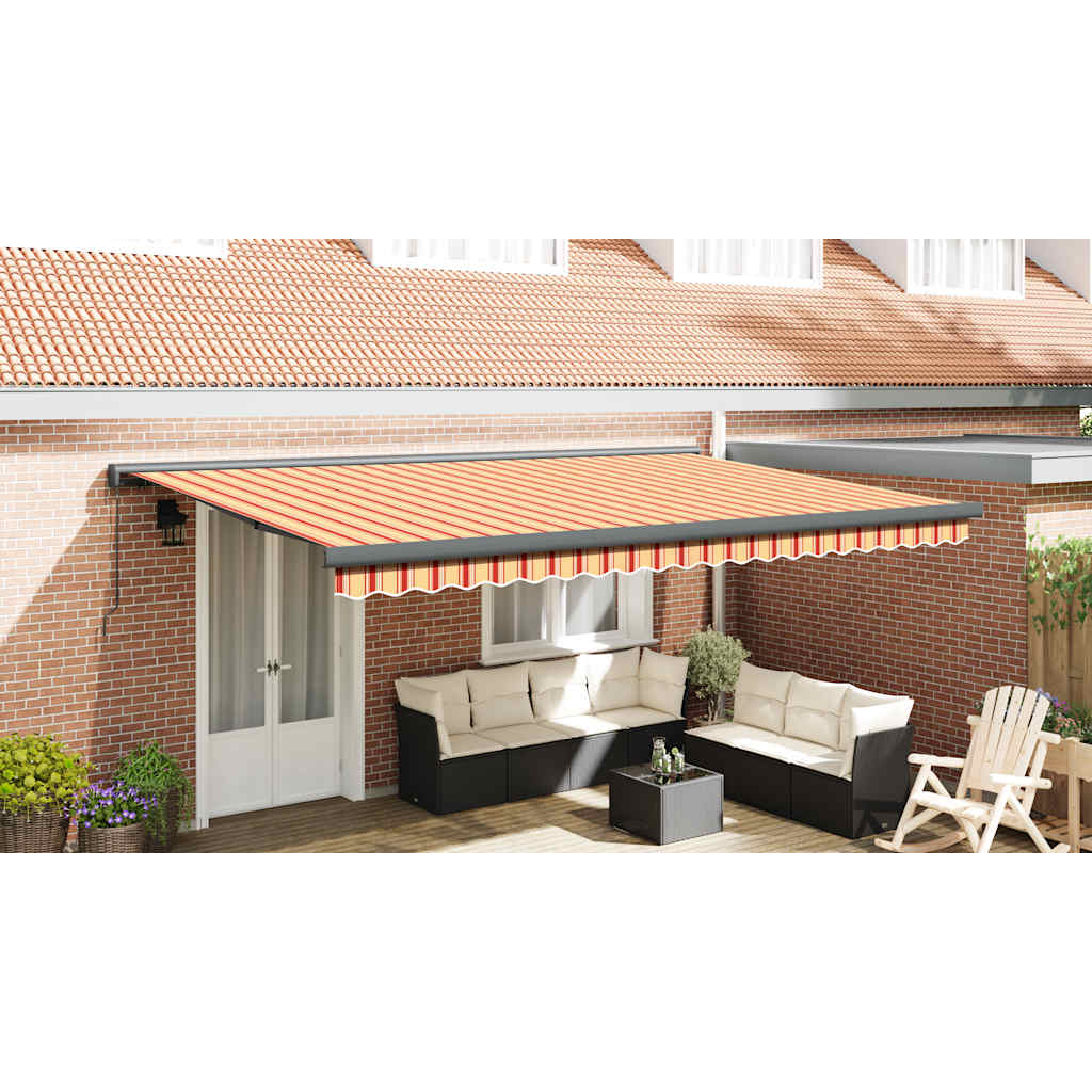Toldo Retráctil Aluminio Y Tela Amarillo Y Blanco 5x3 M_3