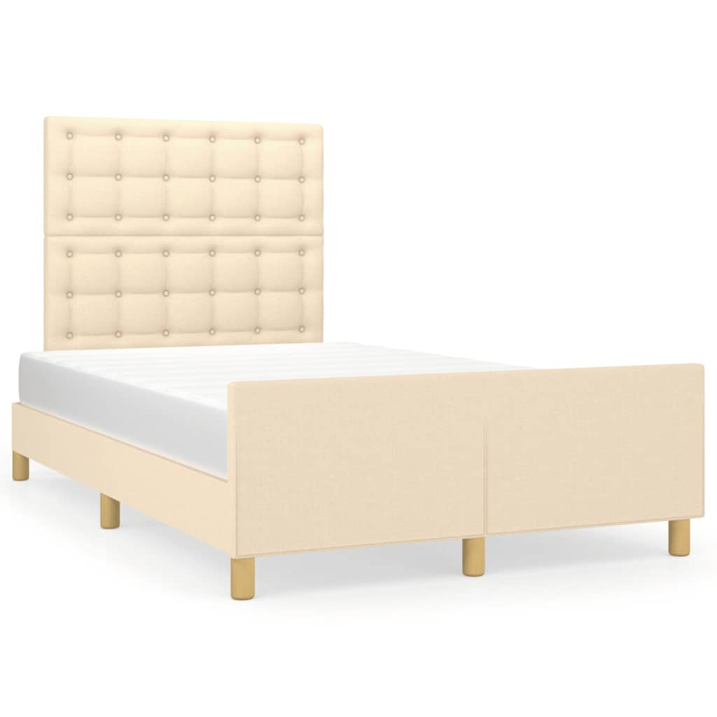 Estructura De Cama Con Cabecero De Tela Color Crema 120x200 Cm / Vetonek_5