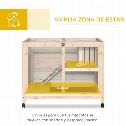 Pawhut Conejera De Madera Con Ruedas 91_3