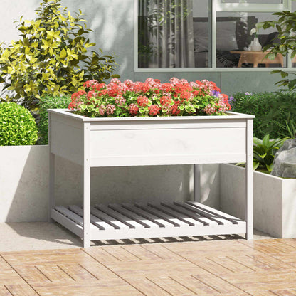 Jardinera De Estante Madera Maciza Pino Blanca 111,5x111,5x81cm_1