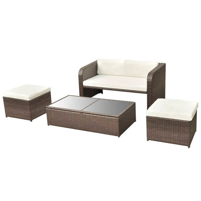 Vidaxl Set Muebles De Jardín 4 Piezas Y Cojines Ratán Sintético Marrón_5
