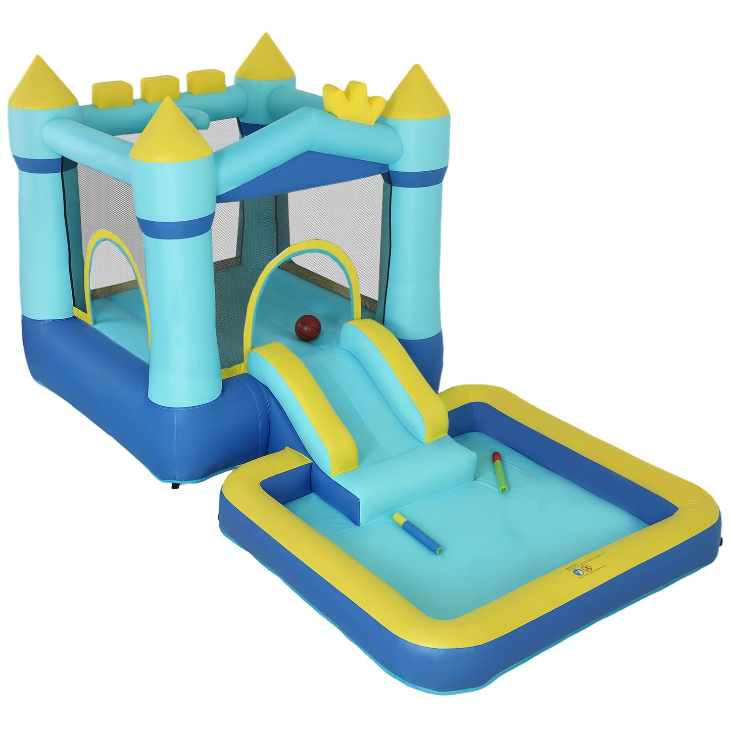 Aiyaplay Castillo Hinchable Para Niños Con Soplador Tobogán Cama Elástica Azul_0