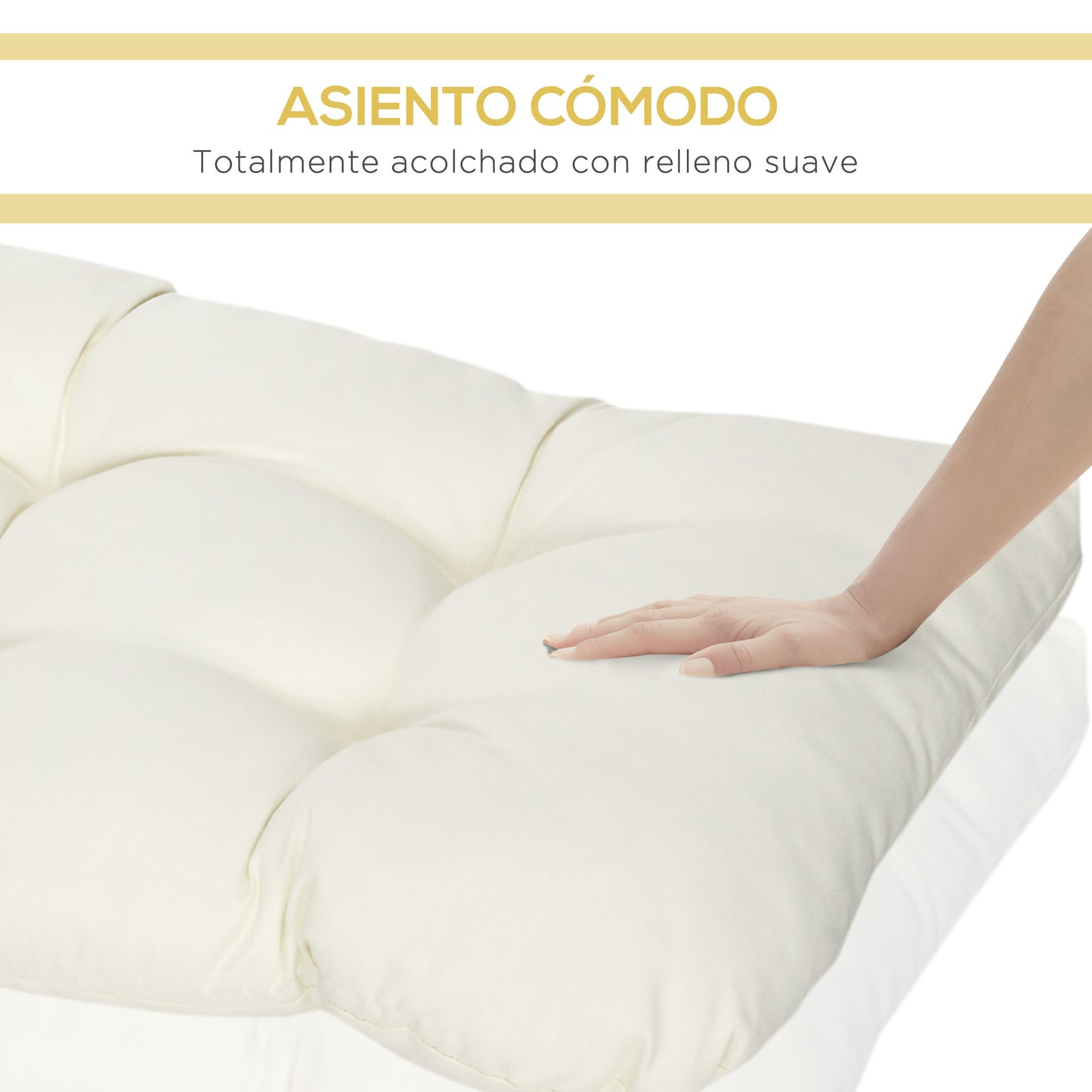 Outsunny Cojín Para Banco 2 Plazas 110x48x8 Cm Para Interiores Exteriores Crema_4