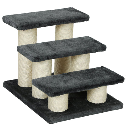 Pawhut Escalera De 3 Peldaños Para Mascotas Con Poste Rascador Cubierta 45x35x34_0