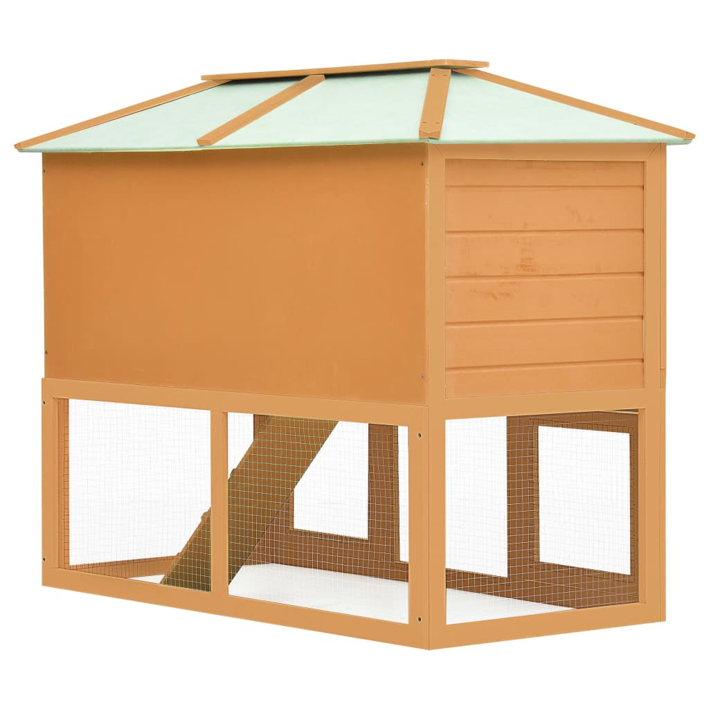 Vidaxl Conejera Jaula De Animales Con Doble Piso De Madera_4