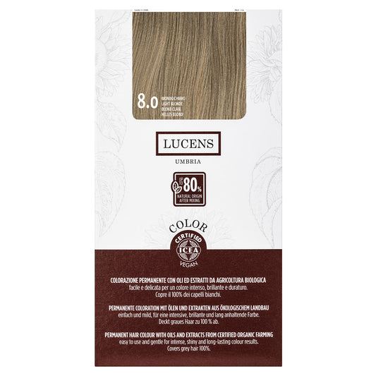 Lucens - Coloración Permanente 8.0 Rubio Claro, Tinte De Pelo Con Alto Porcentaje De Ingredientes Naturales_0
