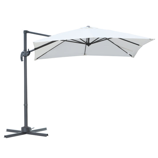 Outsunny Sombrilla Aluminio Jardín Con Rotación 360° Inclinable 5 Niveles Beige_0