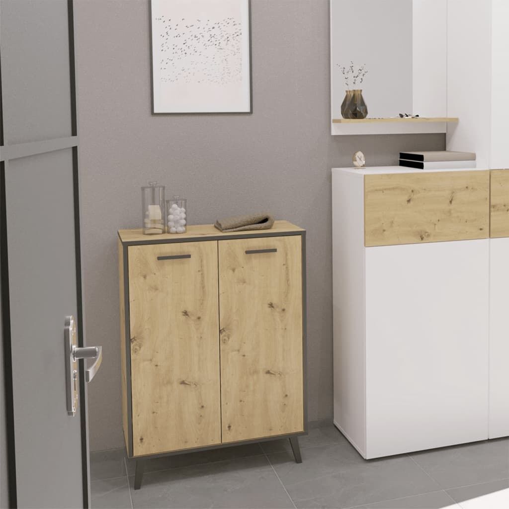 Fmd Mueble Zapatero 5 Compartimentos Roble Artesanal 68,5x33x93,5 Cm_1