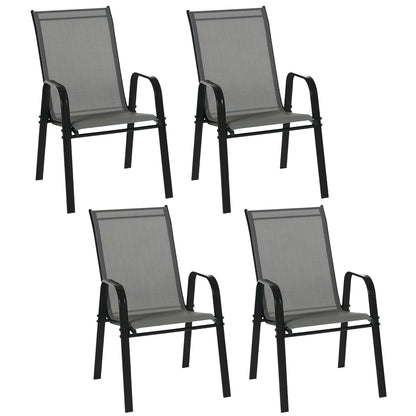 Outsunny Juego De 4 Sillas De Jardín Exterior 54x75,5x95 Cm Gris_0
