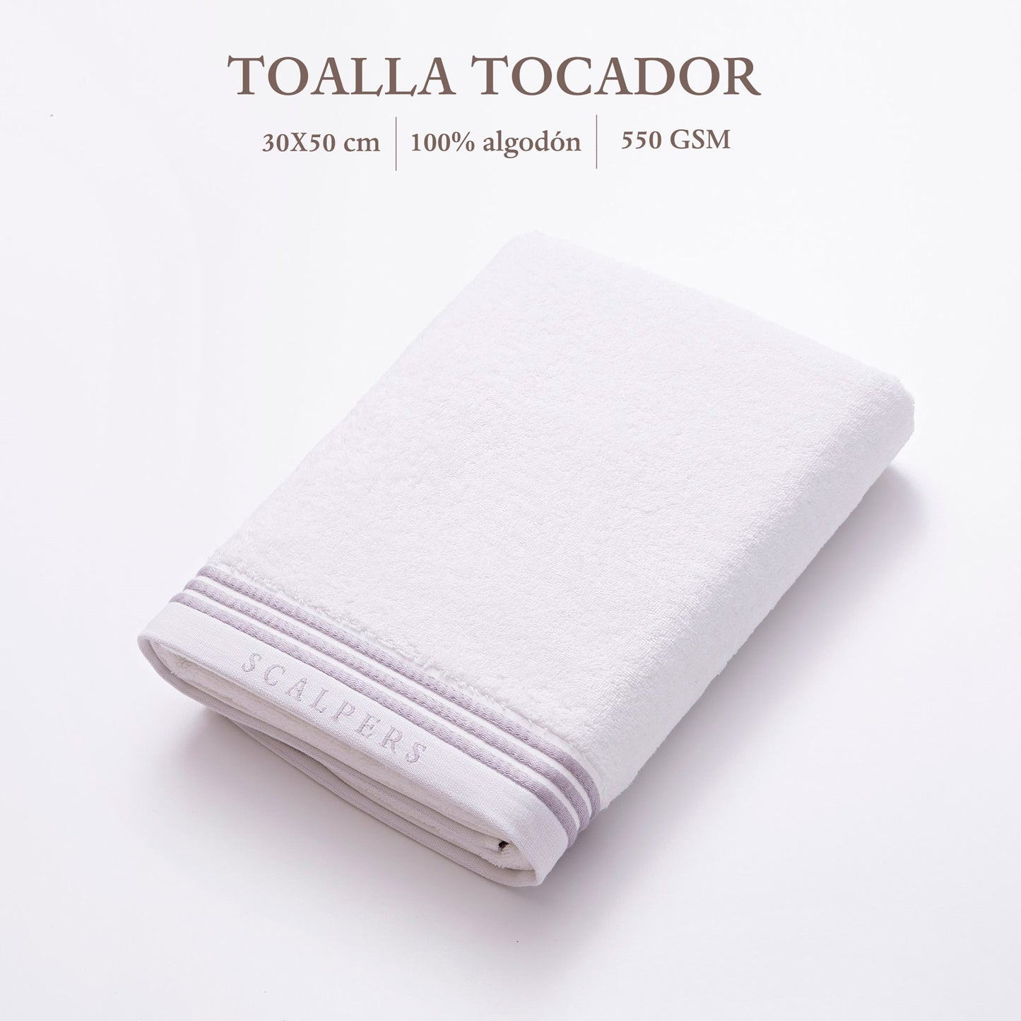 Toalla De Tocador 30x50cm En Algodón Blanco Con Rayas Scalpers Home_1