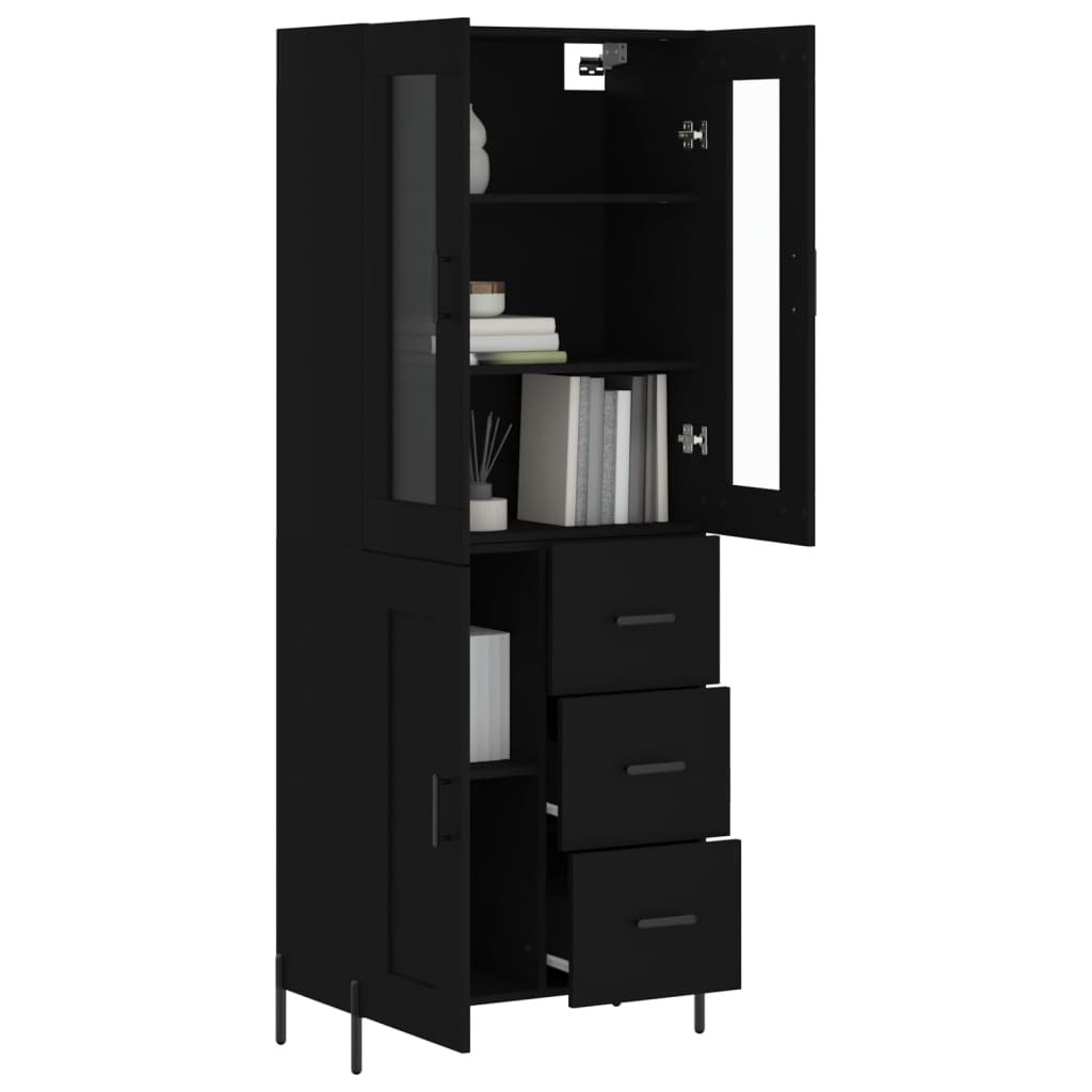Aparador Alto Madera Contrachapada Negro 69,5x34x180 Cm_2