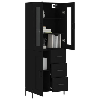 Aparador Alto Madera Contrachapada Negro 69,5x34x180 Cm_2