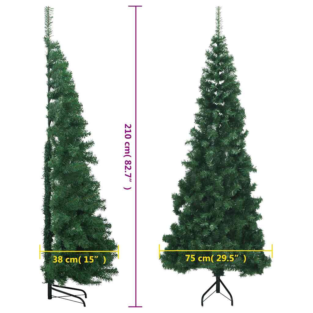 Vidaxl Árbol De Navidad Artificial De Esquina Verde 210 Cm Pvc_2