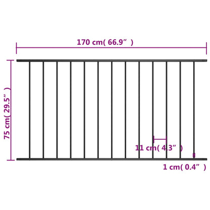 Panel De Valla De Acero Con Recubrimiento Polvo Negro 1,7x0,75m / Vetonek_1