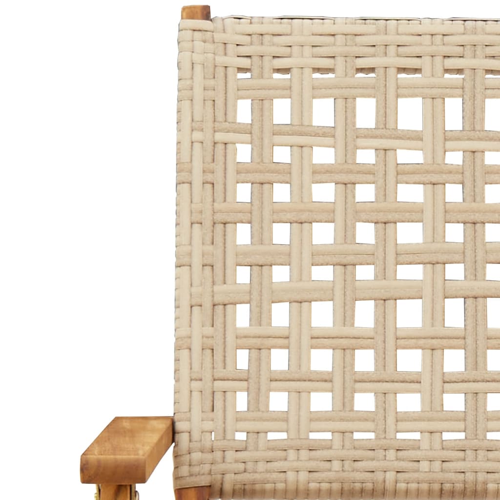 Set De Comedor De Jardín 5 Pzas Ratán Pe Madera Maciza Beige / Vetonek_2