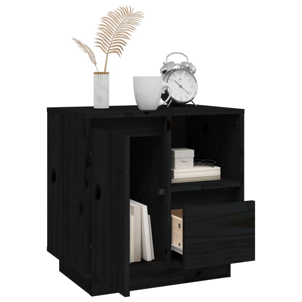 Mesitas De Noche 2 Uds Madera Maciza De Pino Negro 50x34x50 Cm_4