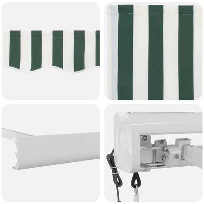 Toldo Retráctil Verde Y Blanco 500 X 300 X 165 Cm Tela Y Metal_3