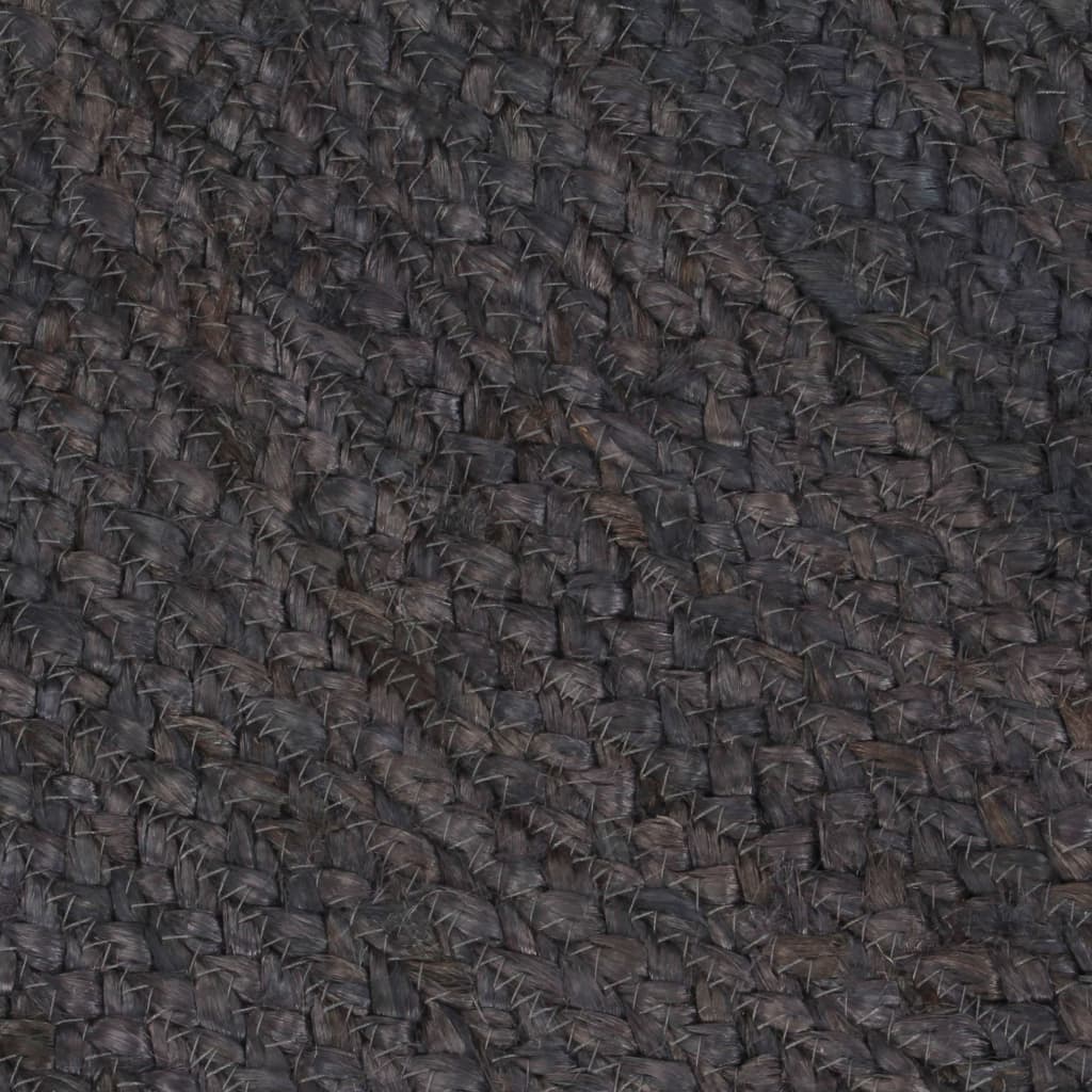 Alfombra De Yute Tejida A Mano Redonda Gris Oscuro 240 Cm / Vetonek_1
