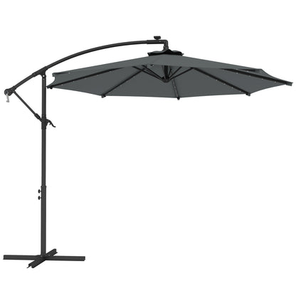 Outsunny Parasol Excéntrico Ø 294 Cm Con Base Cruzada Manivela Anti-uv 30+ Gris_0