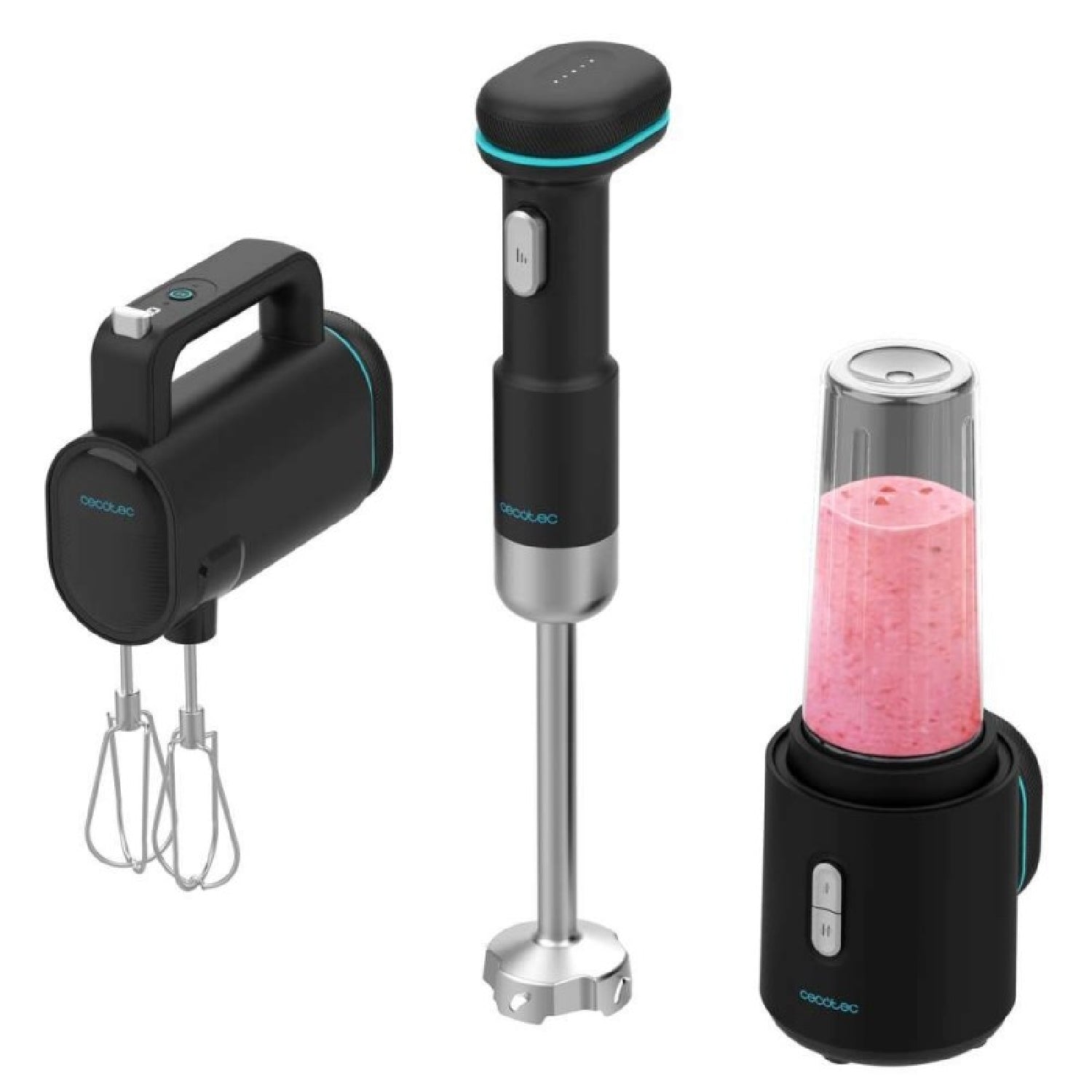 Cecotec Batidoras De Mano Portátil Blendgo Pack. 180w, Batería Con Carga 2h, 30min Uso, Indicador Batería, Accesorios Co_0
