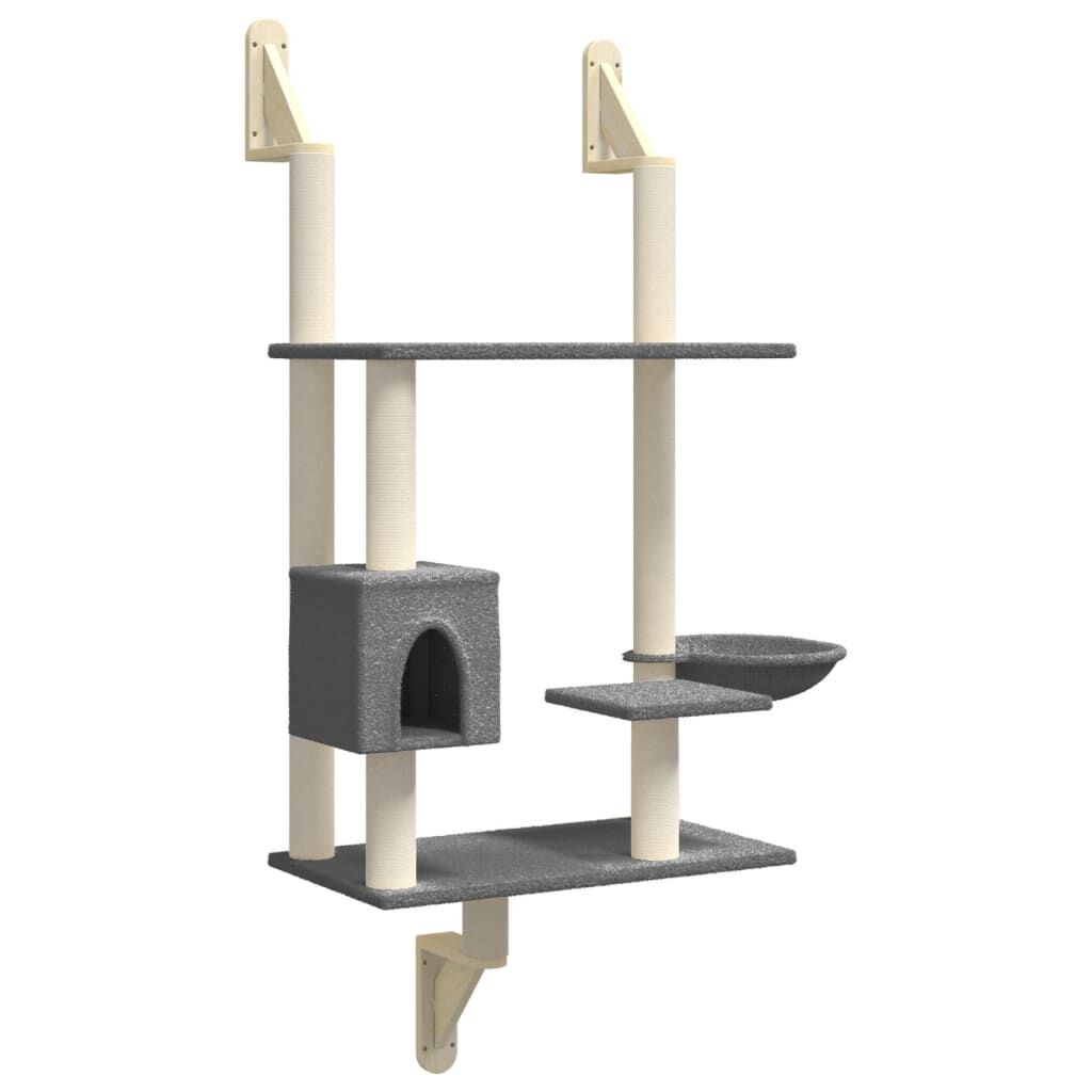 Vidaxl Árbol Rascador Para Gatos De Pared Gris Oscuro 153 Cm_0