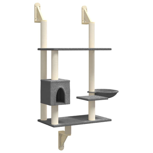 Vidaxl Árbol Rascador Para Gatos De Pared Gris Oscuro 153 Cm_0