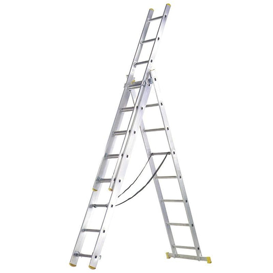 Escalera Aluminio 3 Tramos 7+7+7 Peldaños.plegable, Telescópica, Antideslizante, Resistente._0