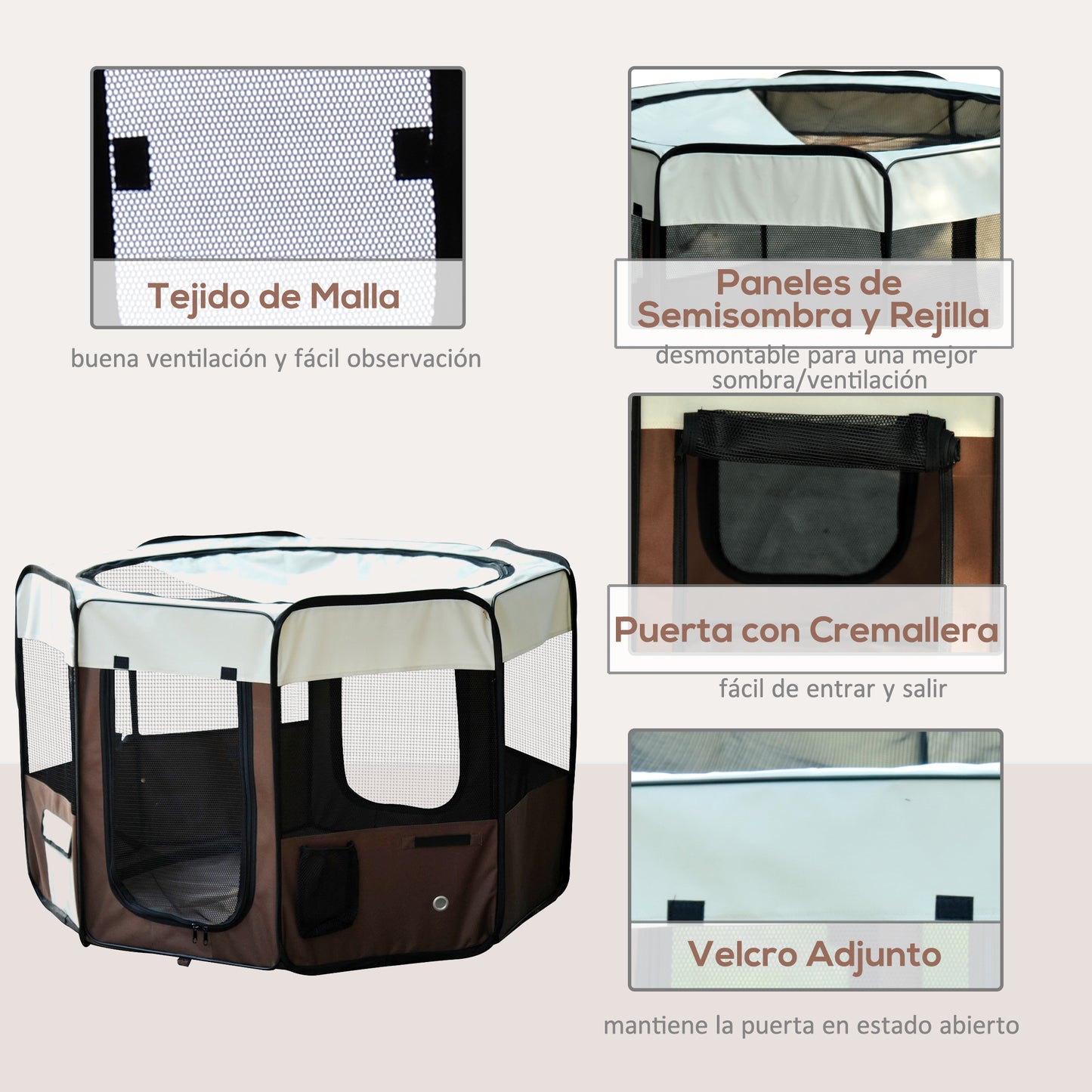 Pawhut Parque Para Mascotas Plegable 117x117x76cm Malla Transpirable_5