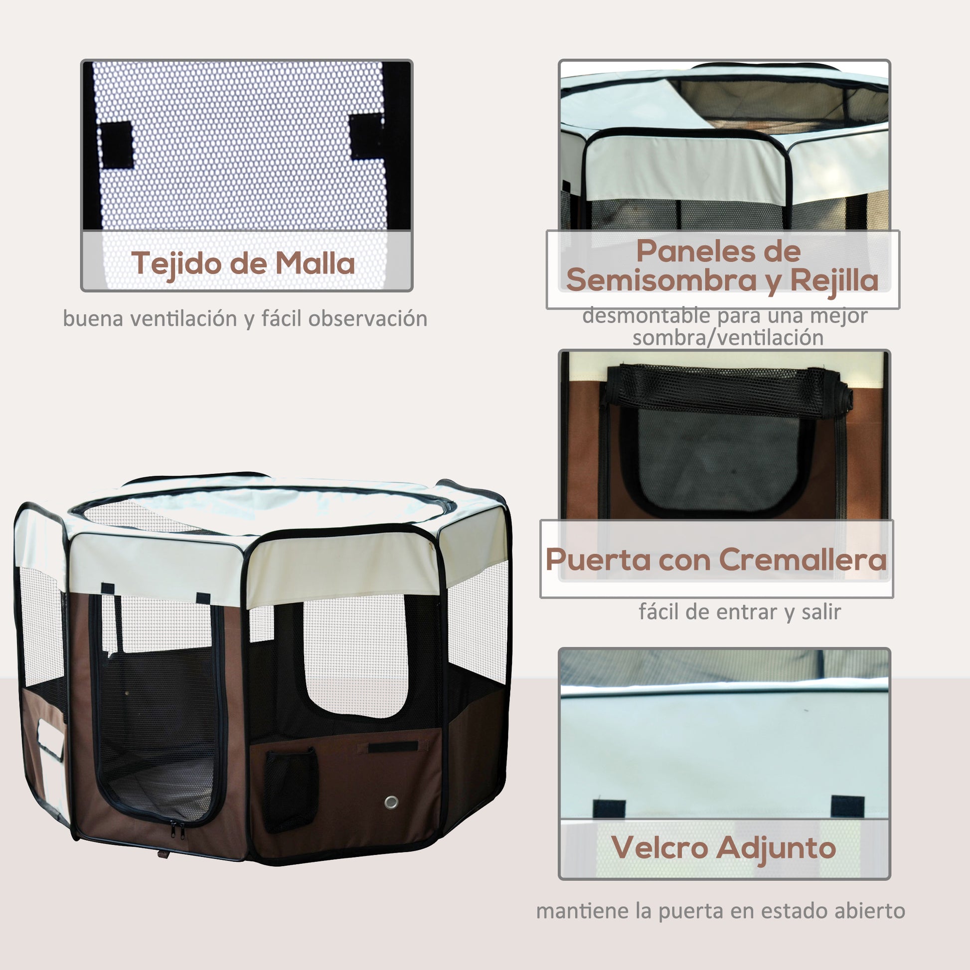 Pawhut Parque Para Mascotas Plegable 117x117x76cm Malla Transpirable_5