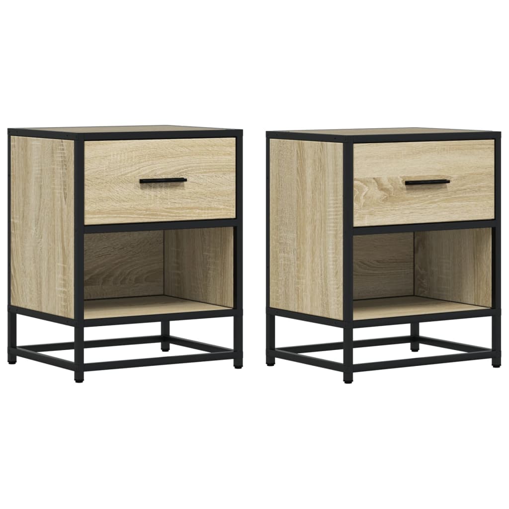 Mesitas Noche 2 Uds Madera Ingeniería Roble Sonoma 40x31x50 Cm_0