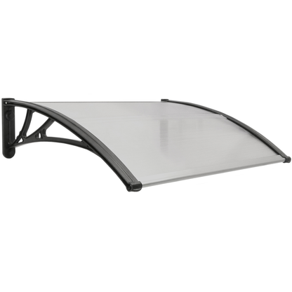 Tejadillo De Protección 80x60 Cm Gris Oscuro. Marquesina Para Puertas Y Ventanas Con Soporte Negro_0