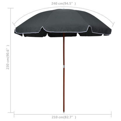 Vidaxl Sombrilla Con Palo De Acero Gris Antracita 240 Cm_2