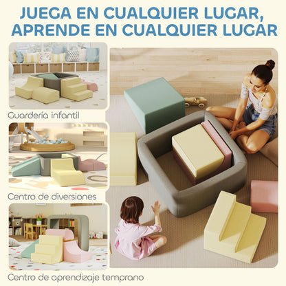 Aiyaplay Juego De 7 Bloques De Espuma Para Niños Fundas Lavables Multicolor_5