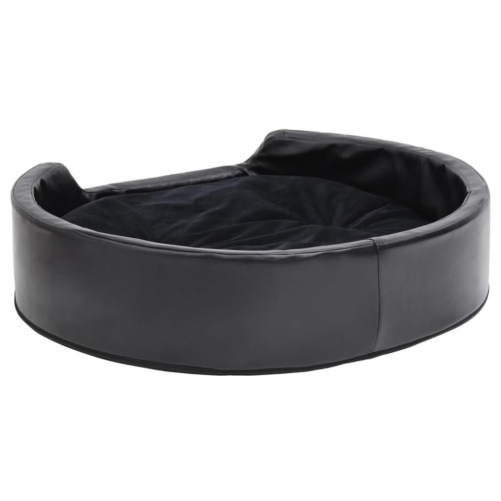 Vidaxl Cama Para Perros Felpa Y Cuero Sintético Negra 79x70x19 Cm_4