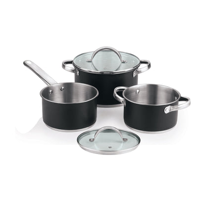Bateria De Cocina 5 Pzs (2 Cacerolas C/tapa + Cazo) Acero C/revestimineto Htr Ind Ronda_2