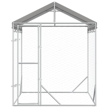 Perrera De Exterior Con Toldo Acero Galvanizado Plata 2x2x2,5 M_3