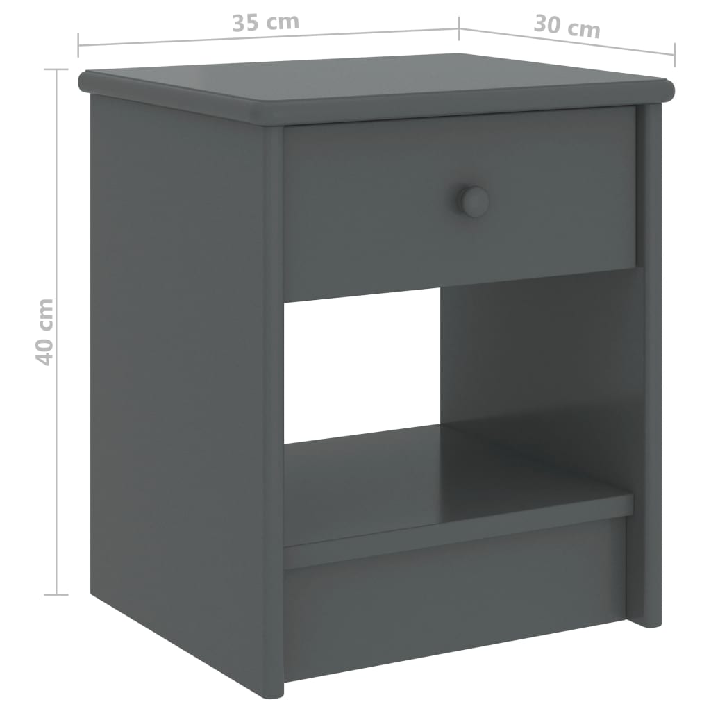 Mesita De Noche Madera Maciza De Pino Gris Oscuro 35x30x40cm_4