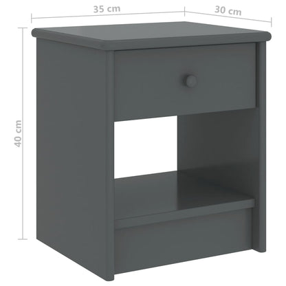 Mesita De Noche Madera Maciza De Pino Gris Oscuro 35x30x40cm_4