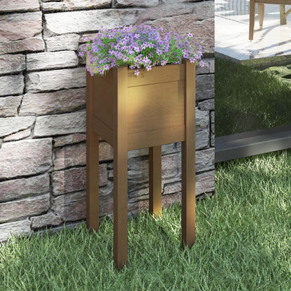 Jardinera De Madera Maciza De Pino Marrón Miel 31x31x70 Cm_1