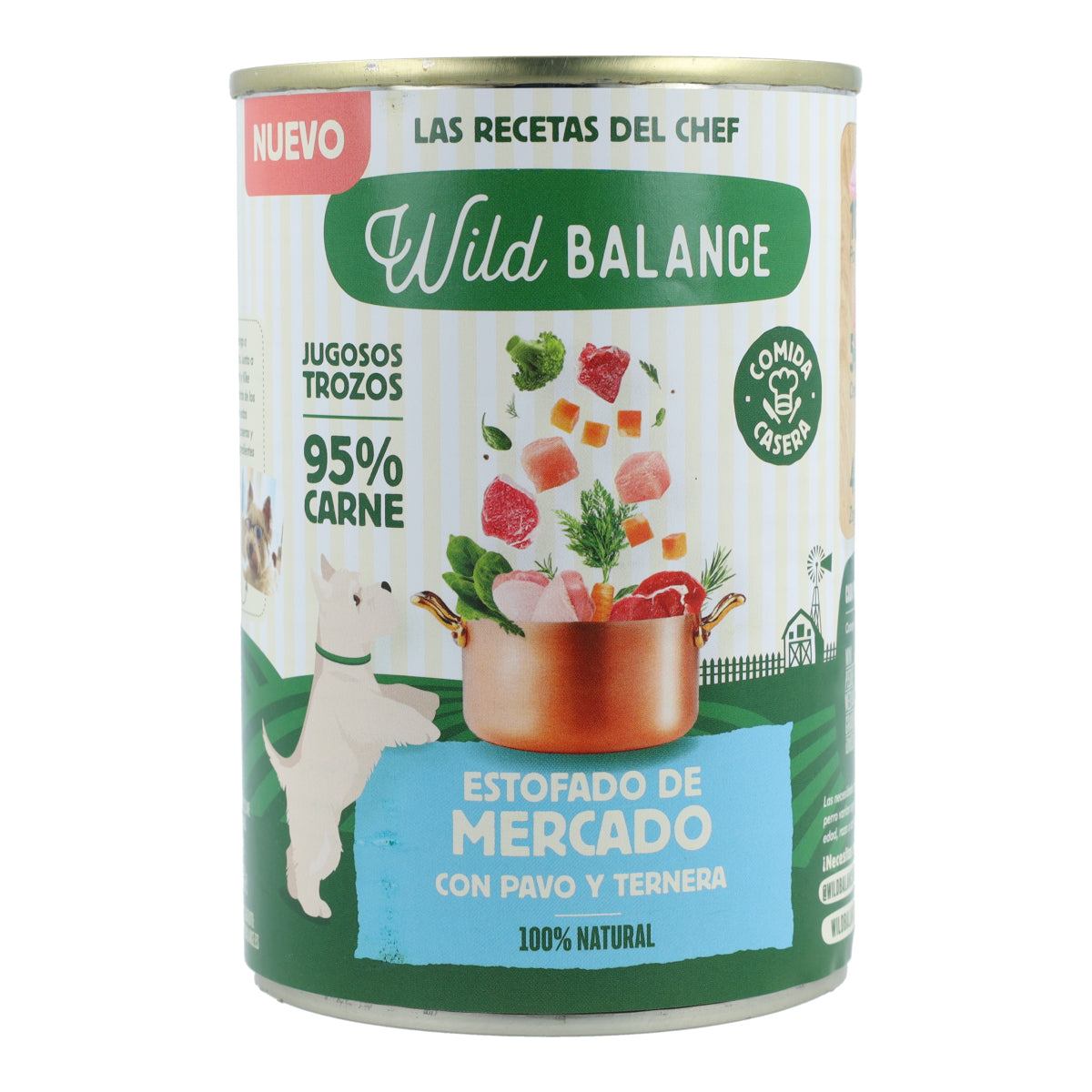 Lata completa Estofado de Mercado con Pavo y Ternera para Perros Wild Balance 400 g