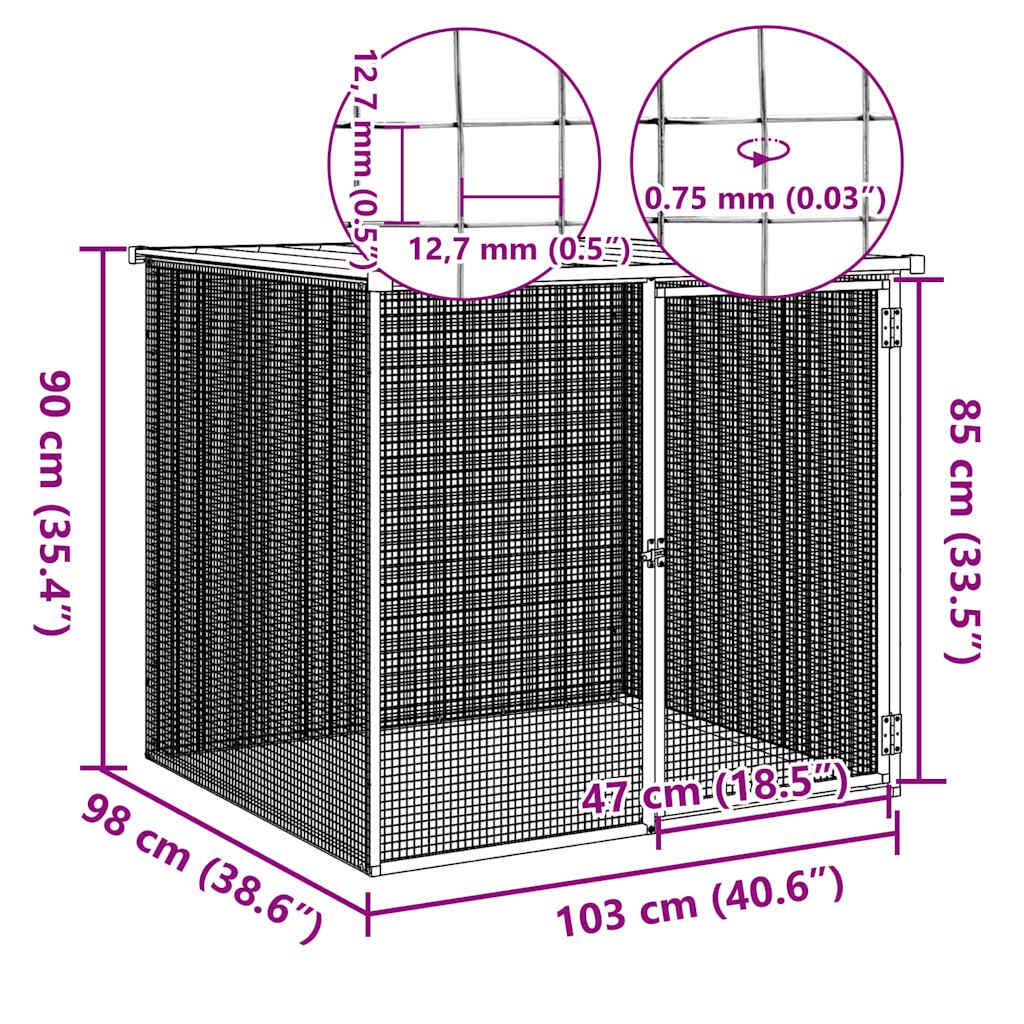 Vidaxl Jaula Gallinas Y Toldo Acero Galvanizado Antracita 103x98x90 Cm_4